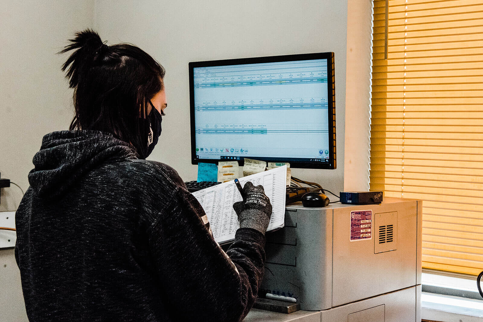 metallurgist entering data